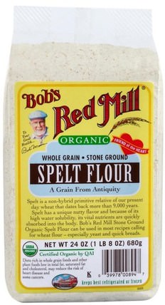Organic Spelt Flour, Whole Grain, 24 oz (680 g) by Bobs Red Mill, 食物，麵粉和混合物 HK 香港