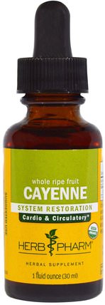 Cayenne, 1 fl oz (30 ml) by Herb Pharm, 香草，辣椒（辣椒） HK 香港