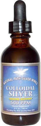 Colloidal Silver, 500 PPM, 2 fl oz (60 ml) by Natural Path Silver Wings, 補充劑，膠體銀 HK 香港